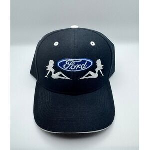 Vintage Ford Truck New RARE Hat Logo Pinup Mud Flap Girls Black Baseball Cap‎